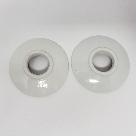 Candle Rings Plates Porcelain Holly Poinsettia Chirstmas Set of 2 - Picture 2 of 16